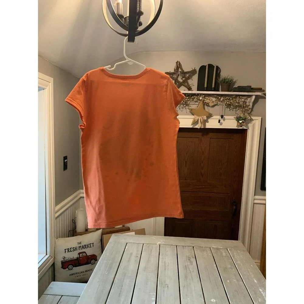 The Children's Place Girls Size 6 Orange Unicorn Graphic Glitter Crew Neck Tee